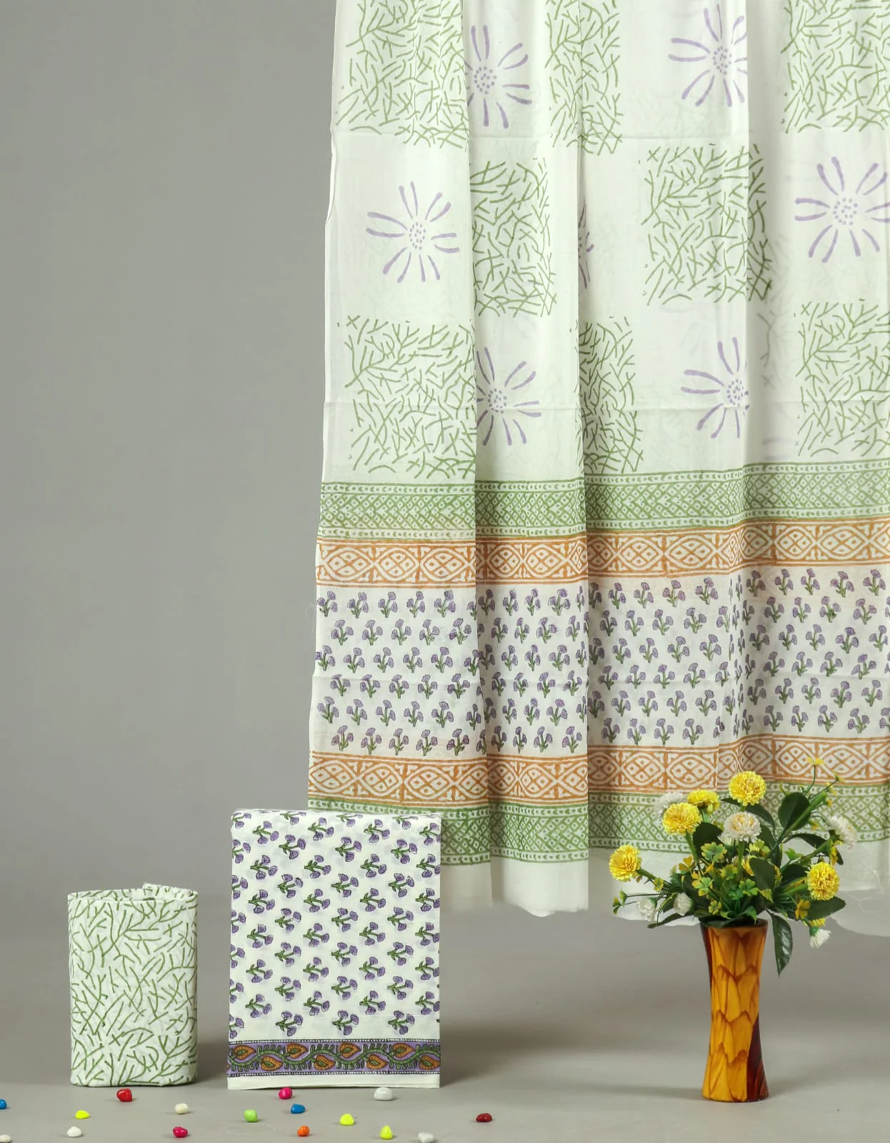 Exclusive Hand Block Cotton Suit With Cotton Dupatta(BFCOT55)
