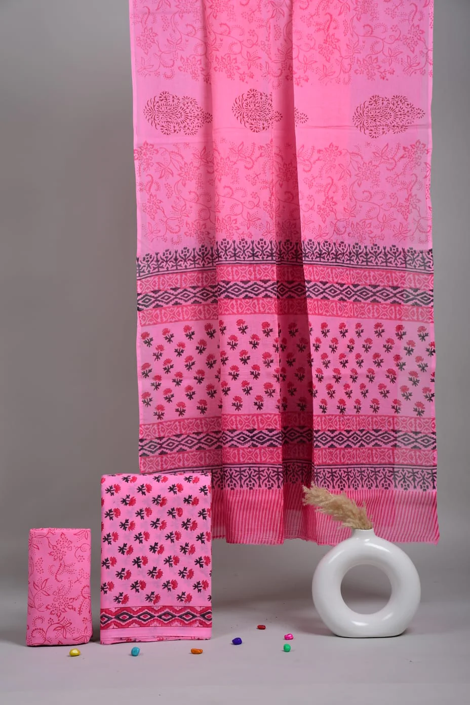Exclusive Hand Block Cotton Suit With Cotton Dupatta(BFCOT84)