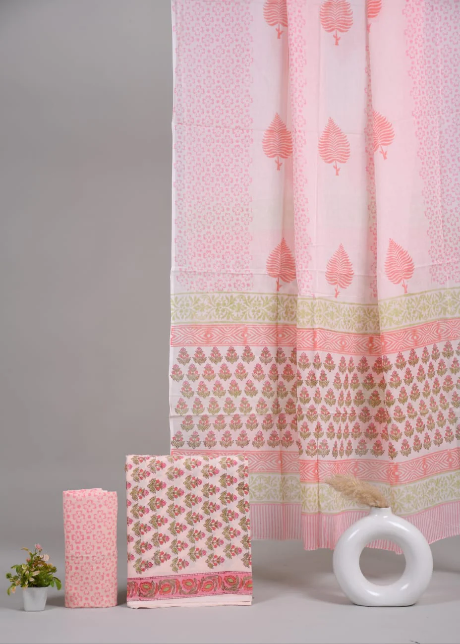 Exclusive Hand Block Cotton Suit With Cotton Dupatta(BFCOT10)