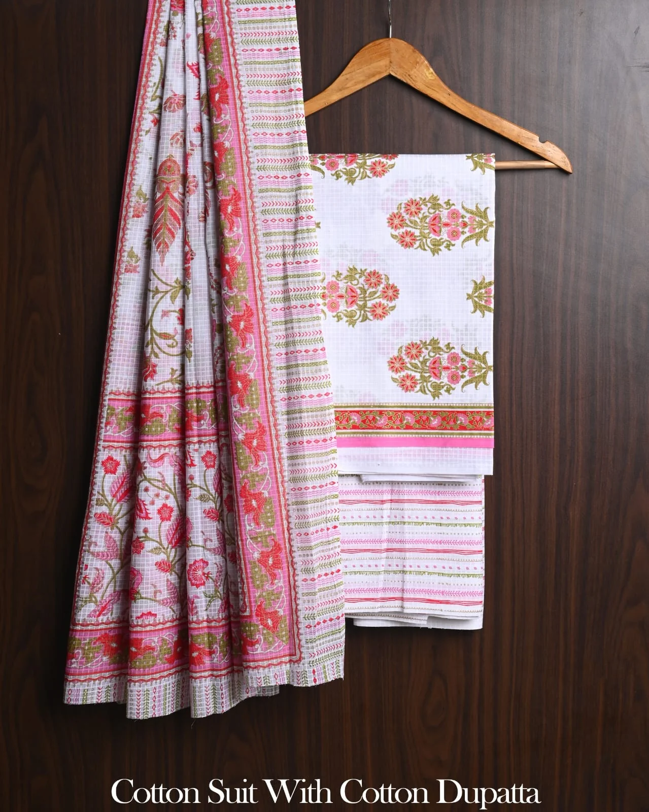 Exclusive Hand Block Cotton Suit With Cotton Dupatta(BFCOT157)