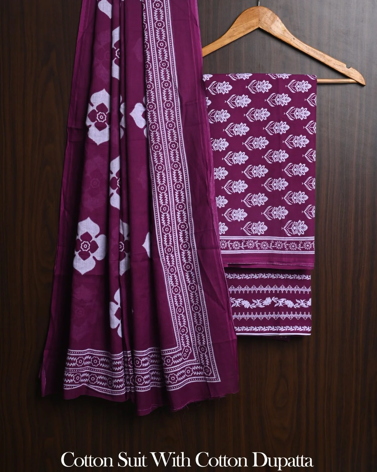 Exclusive Hand Block Cotton Suit With Cotton Dupatta (BFCOT158)