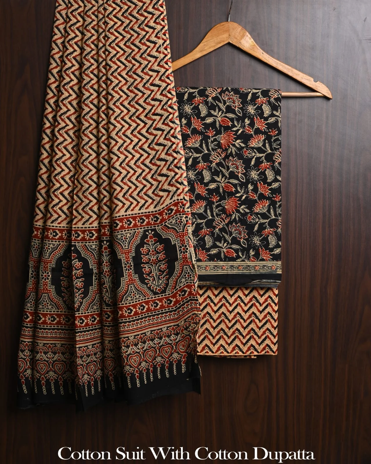Exclusive Hand Block Cotton Suit With Cotton Dupatta(BFCOT192)