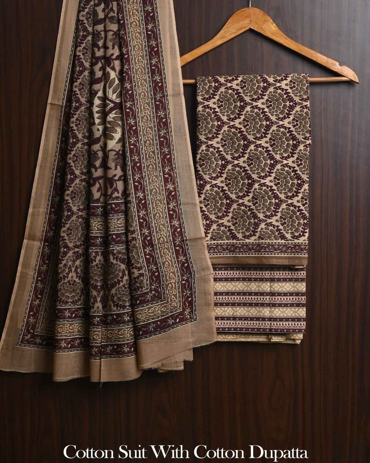 Exclusive Hand Block Cotton Suit With Cotton Dupatta(BFCOT196)