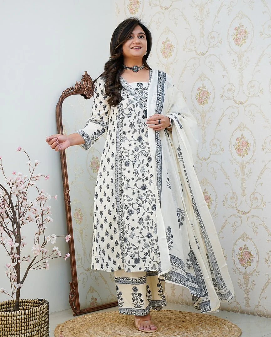 New Floral Motif Printed Cotton kurta Set (BFST123)