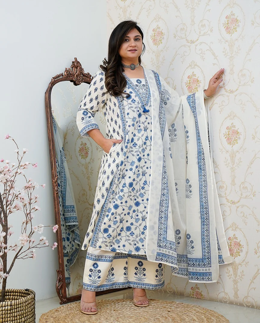 New Floral Motif Printed Cotton kurta Set (BFST122)