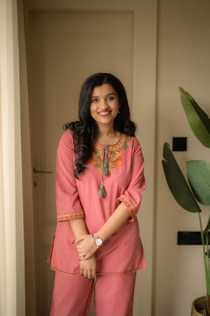 Pink Embroidered Kurta Pant Set for Women – Elegant Ethnic Co-ord Set - Image 2