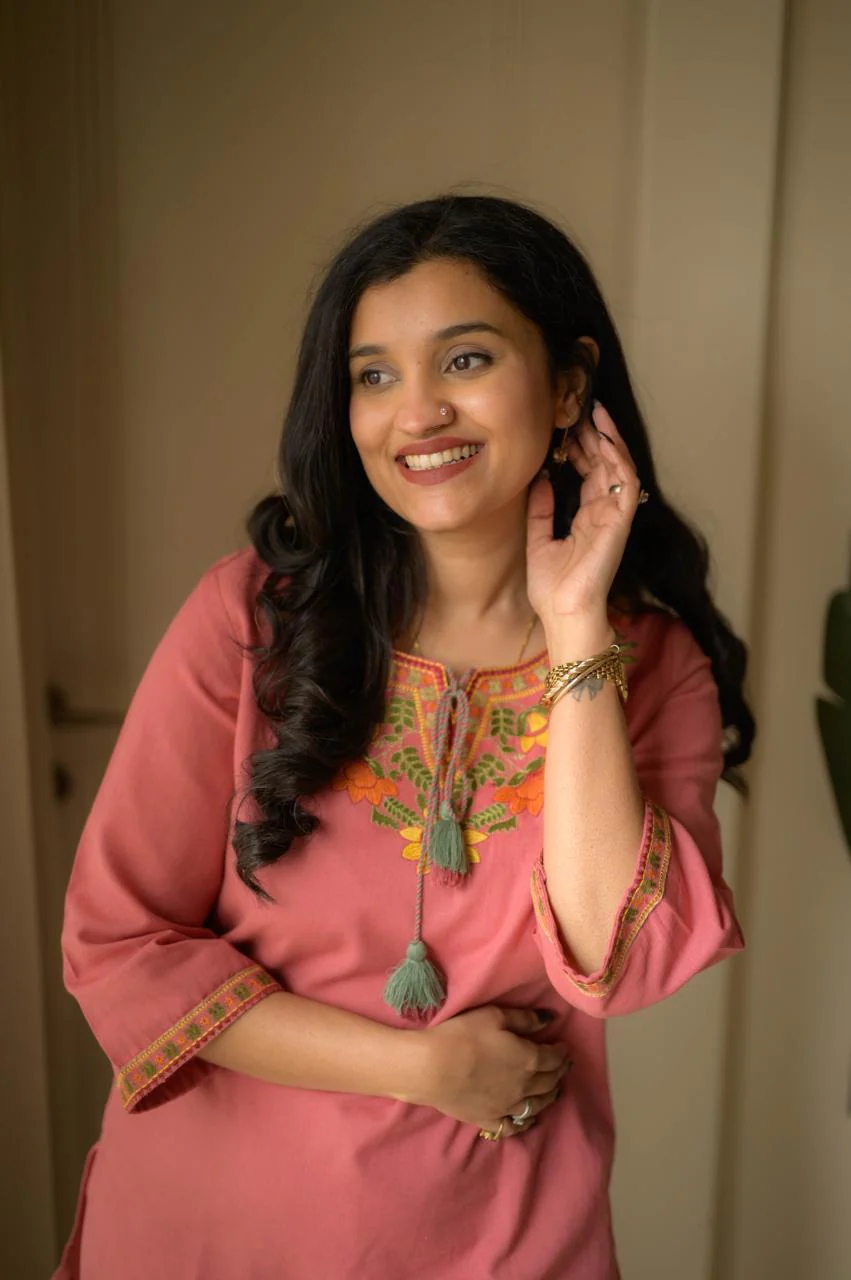 Pink Embroidered Kurta Pant Set for Women – Elegant Ethnic Co-ord Set - Image 3