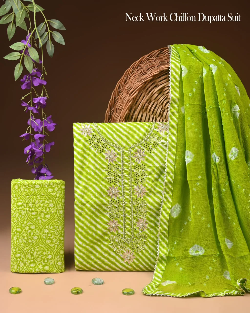 PREMIUM GOTA PATTI COTTON SUIT SET WITH CHIFFON DUPATTA