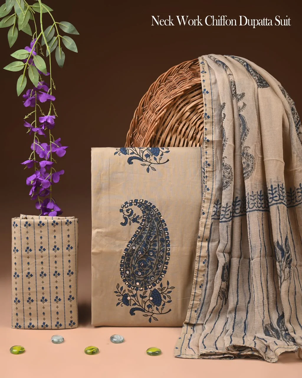 PREMIUM GOTA PATTI COTTON SUIT SET WITH CHIFFON DUPATTA