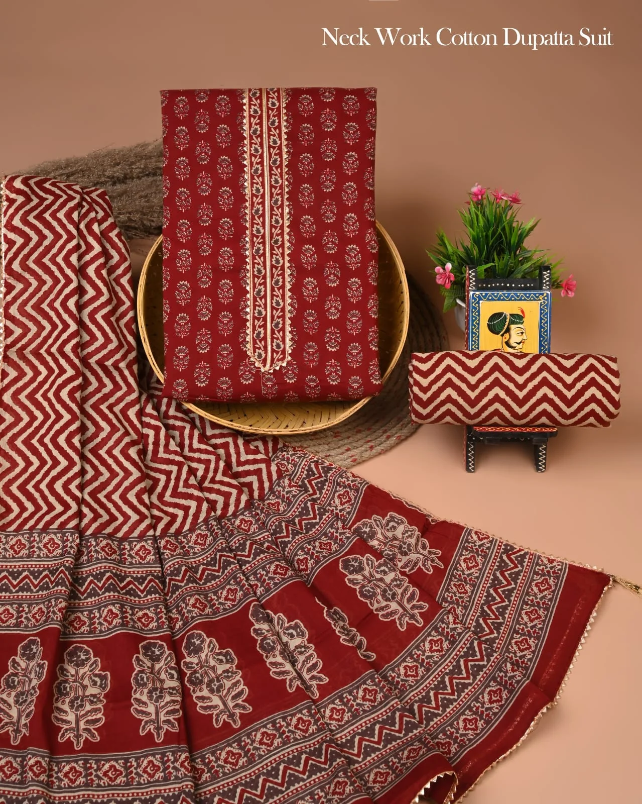 PREMIUM GOTA PATTI COTTON SUIT SET WITH COTTON DUPATTA(BFCOTGP04)