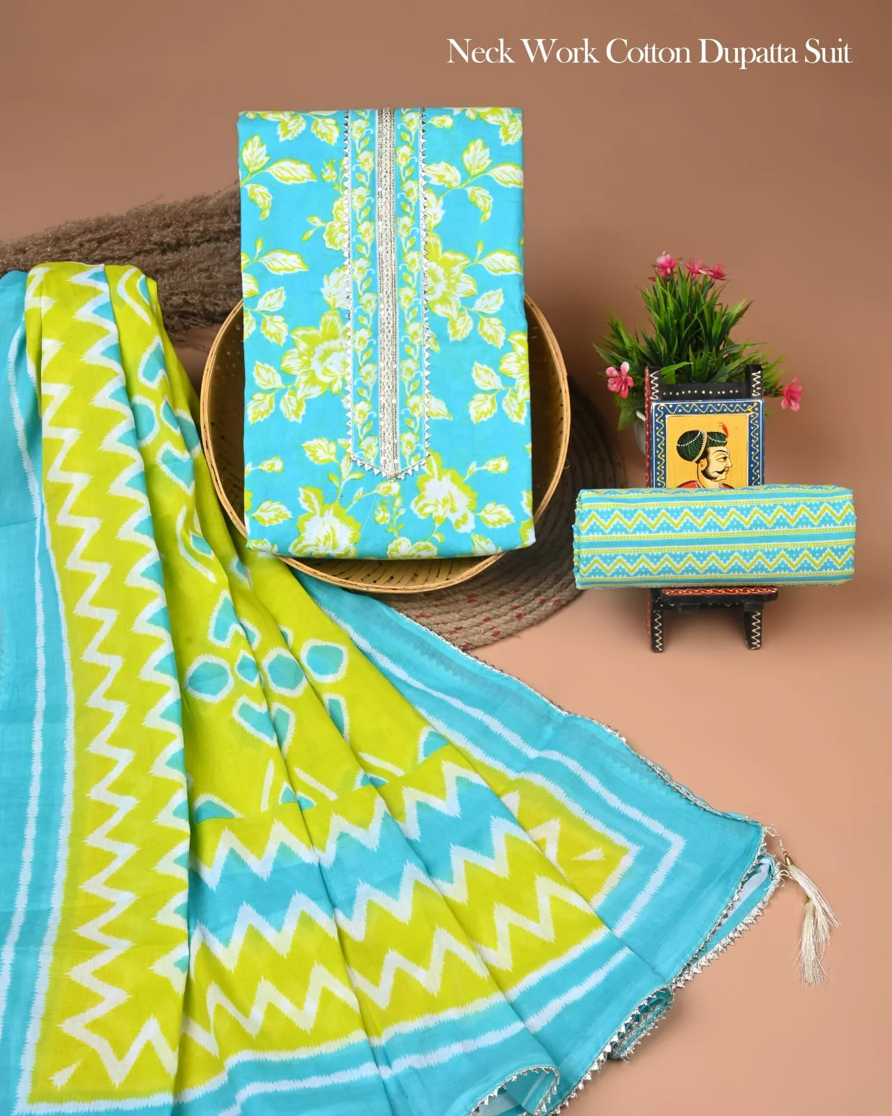 PREMIUM GOTA PATTI COTTON SUIT SET WITH COTTON DUPATTA(BFCOTGP09)