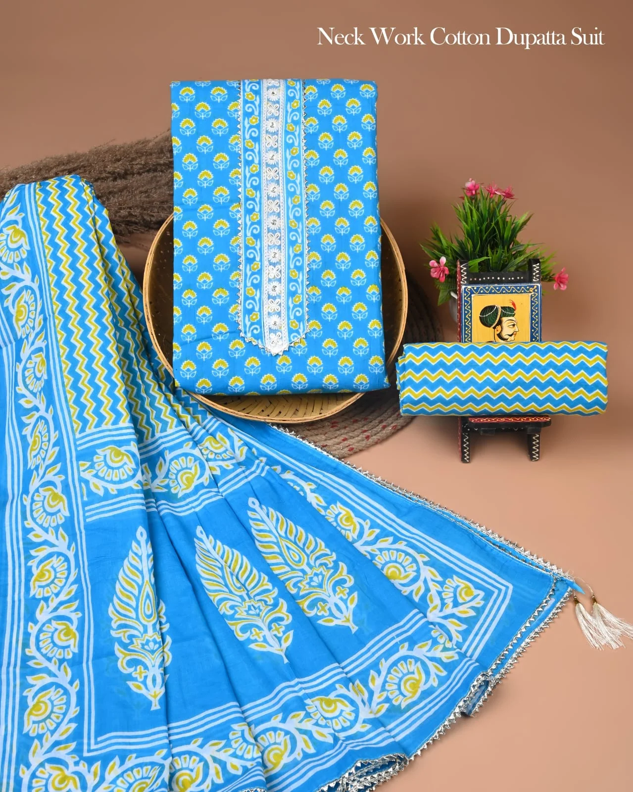 PREMIUM GOTA PATTI COTTON SUIT SET WITH COTTON DUPATTA(BFCOTGP17)