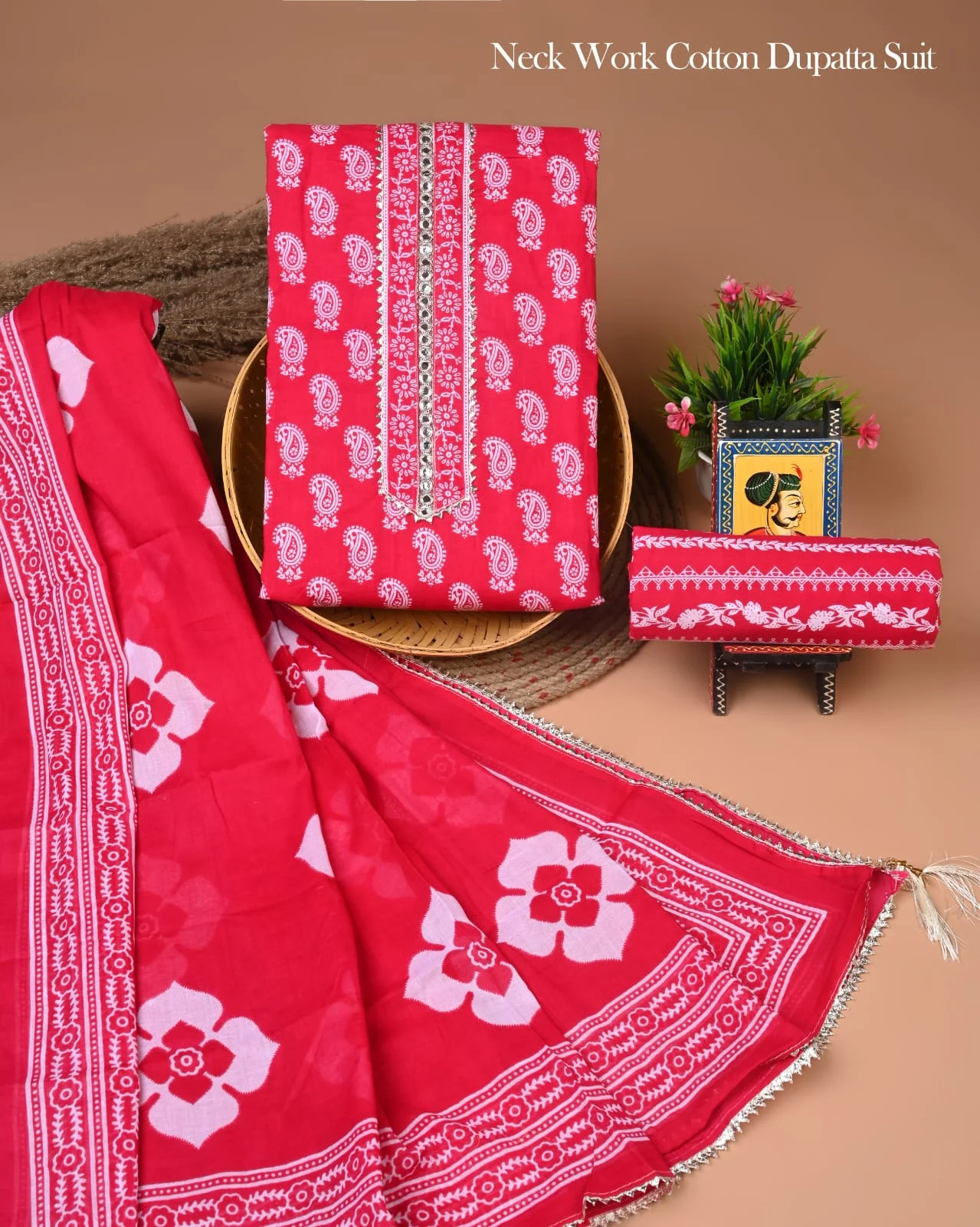 PREMIUM GOTA PATTI COTTON SUIT SET WITH COTTON DUPATTA(BFCOTGP22)