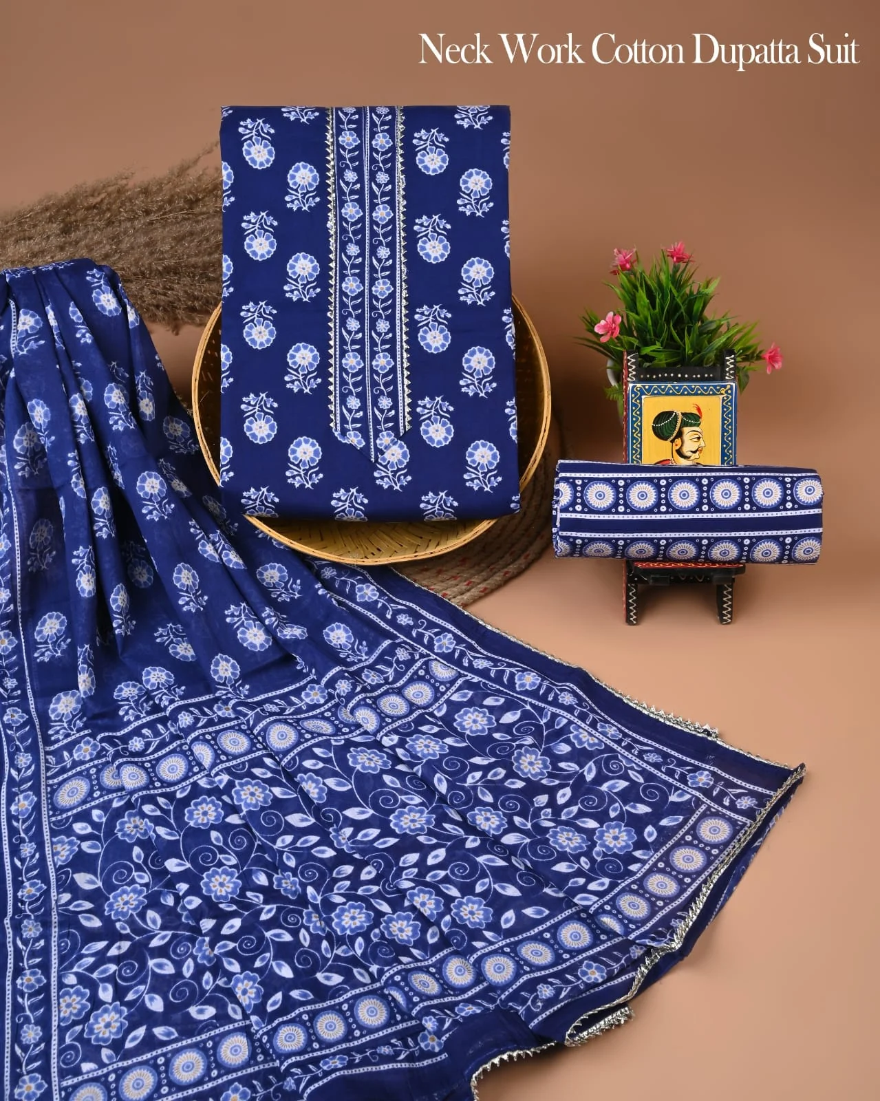 PREMIUM GOTA PATTI COTTON SUIT SET WITH COTTON DUPATTA(BFCOTGP40)