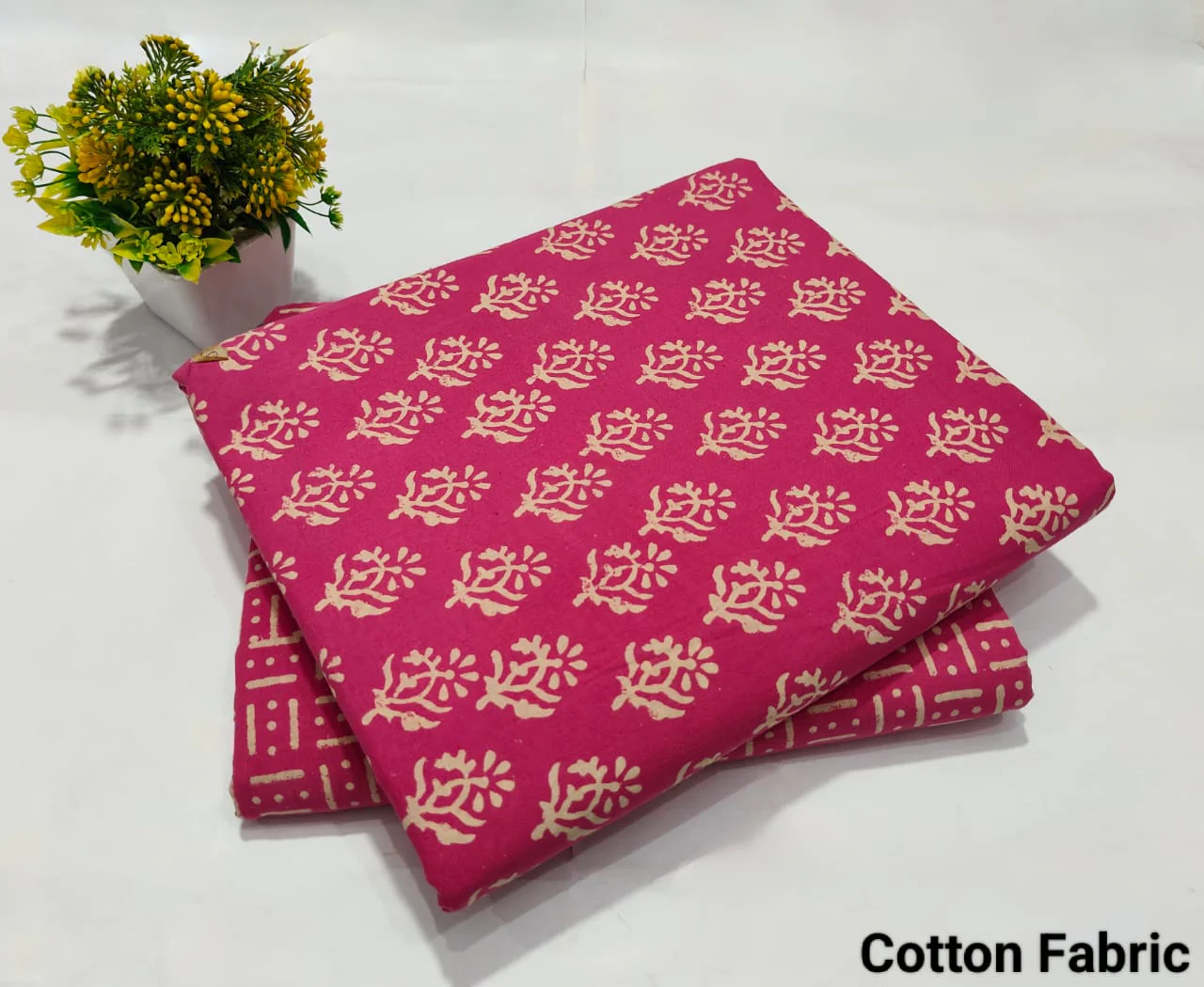 Pink Floral Booti Cotton Fabric – Soft Kurti Dress Material(BFTB105)