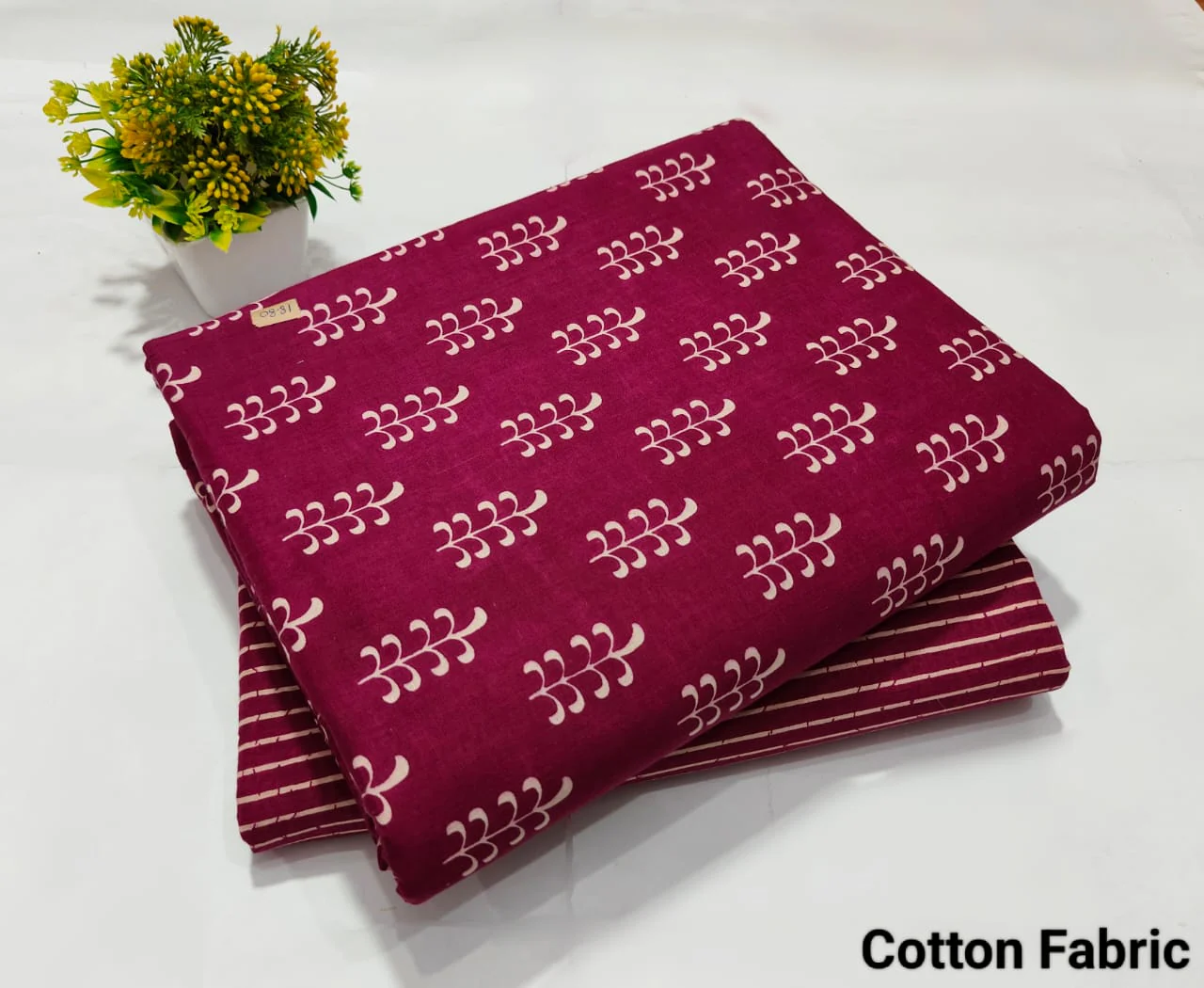 Rani Pink Booti Cotton Fabric – Soft Dress Material  (BFTB80)