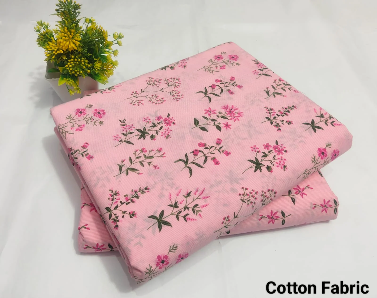 Light Pink Floral Cotton Fabric | Designer (BFTB121)