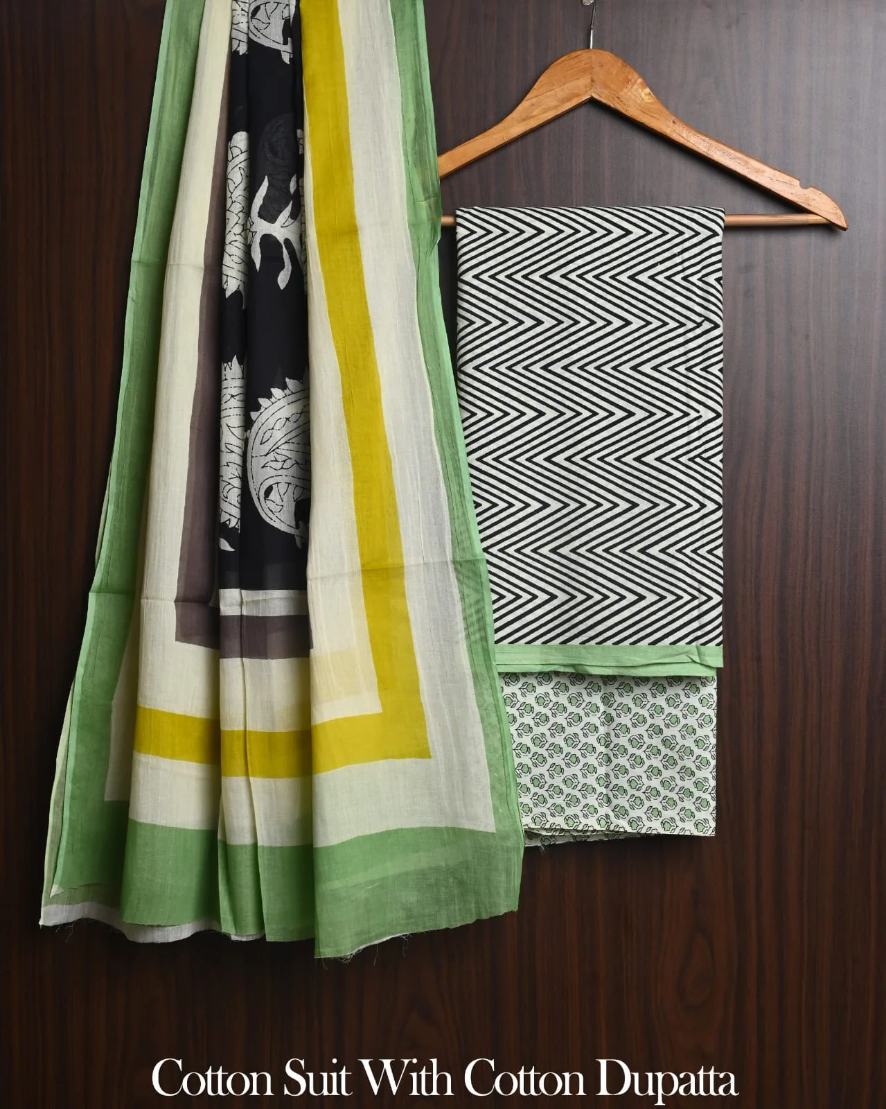 Exclusive Hand Block Cotton Suit With Cotton Dupatta