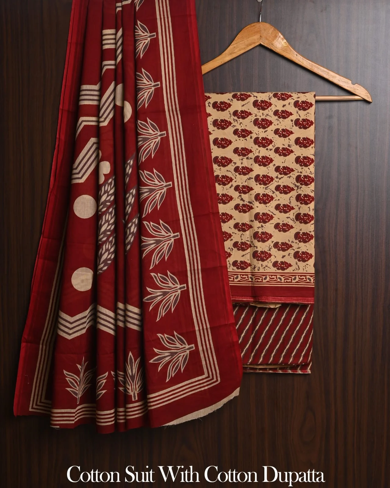 Exclusive Hand Block Cotton Suit With Cotton Dupatta