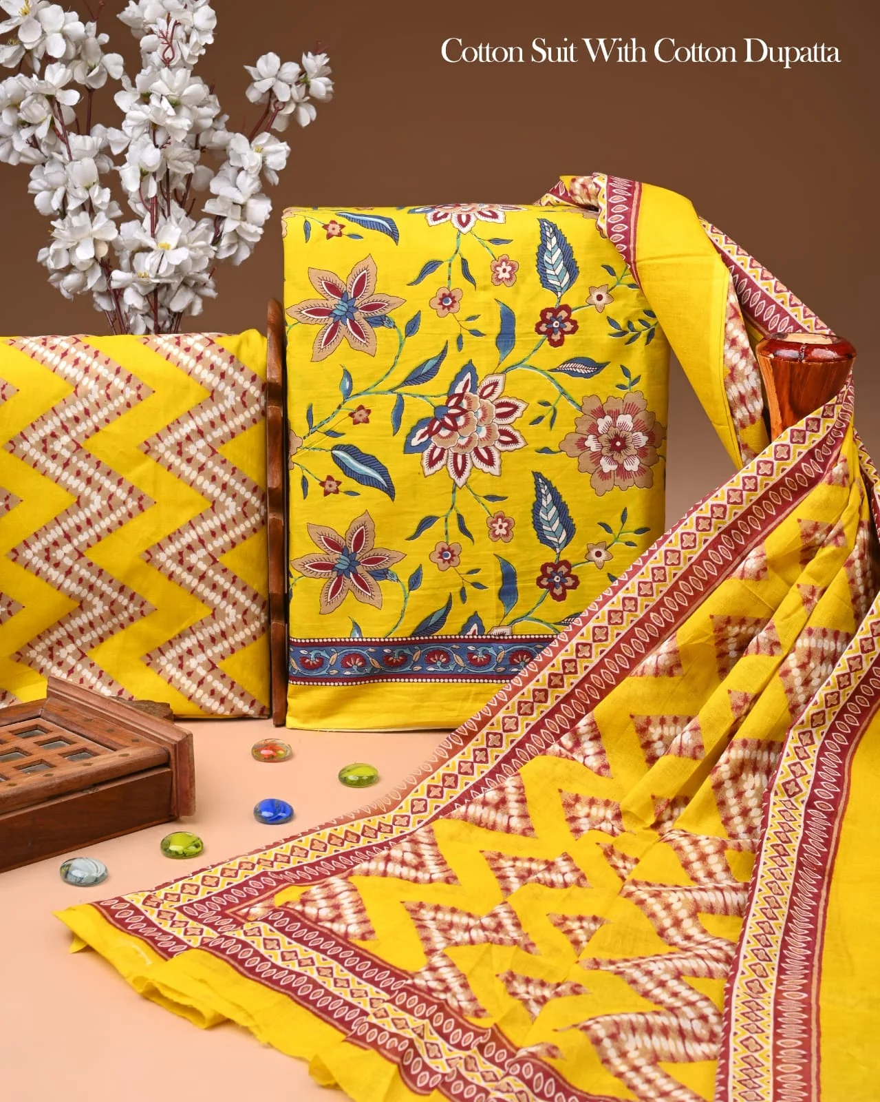Exclusive Hand Block Cotton Suit With Cotton Dupatta