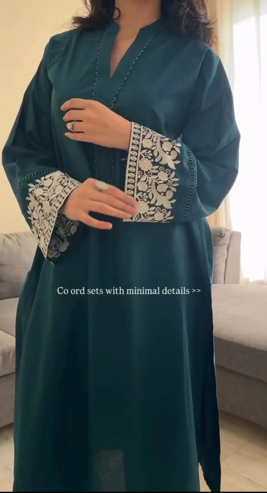 Teal Royale — Embroidered Co-ord Kurta - Image 2