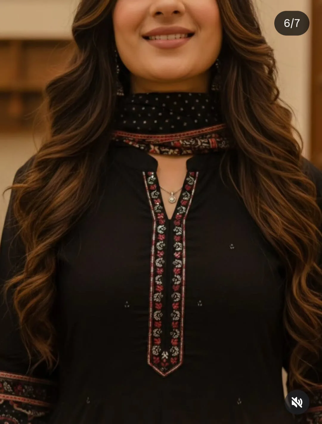 Black Premium Cotton Anarkali Dress | Mirror & Katha Thread Work | Hand Block Print Border - Image 2