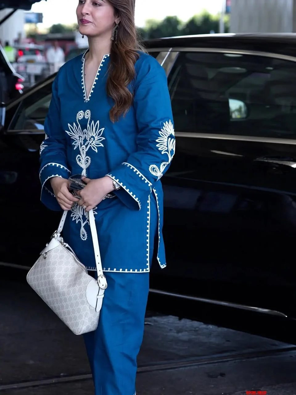 Teal Blue Premium Cotton Embroidered Co-ord Set - Image 2