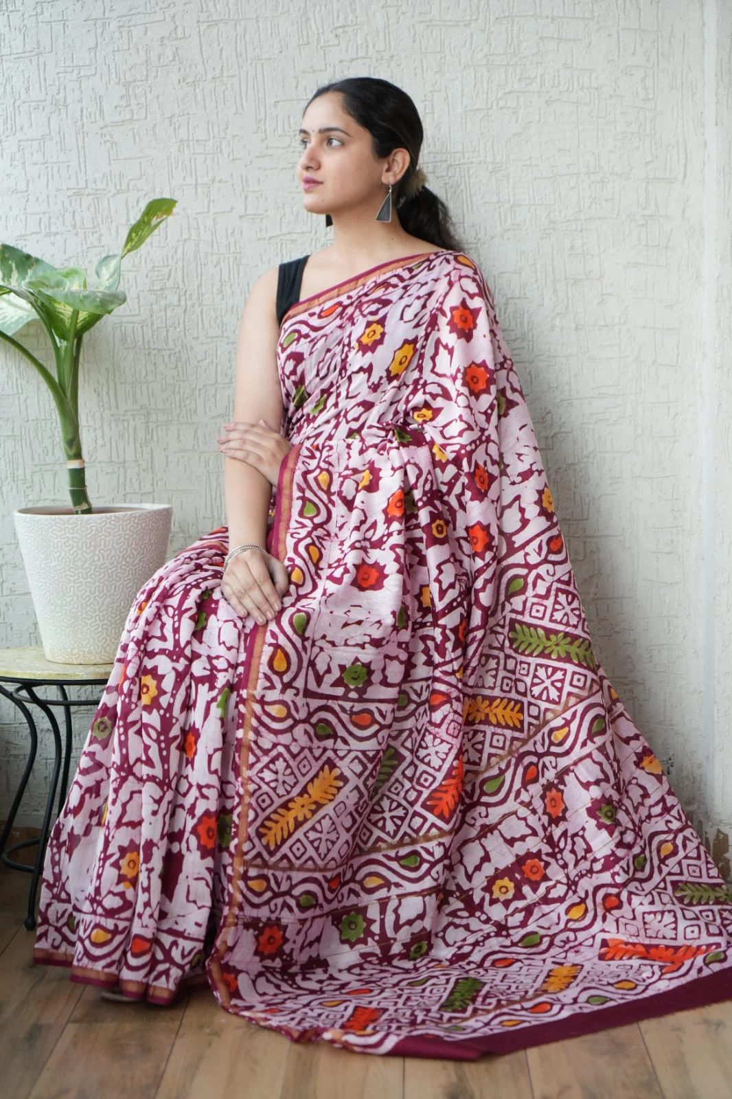 New Designer Hand Block Print Chanderi Silk Saree(BFCS61)