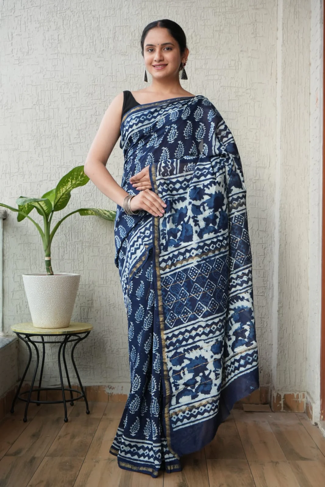 New Designer Hand Block Print Chanderi Silk Saree(BFCS65)