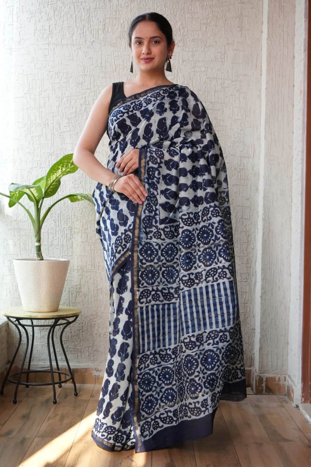 New Designer Hand Block Print Chanderi Silk Saree(BFCS68)