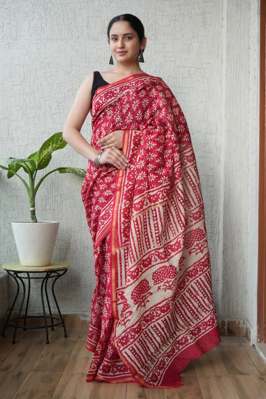 New Designer Hand Block Print Chanderi Silk Saree(BFCS71)