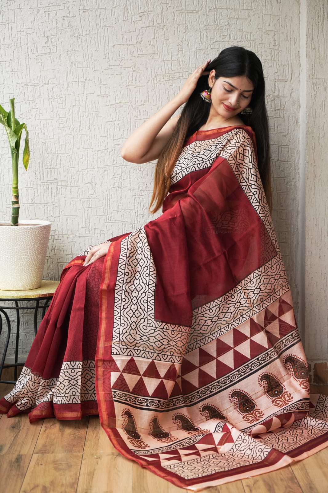 New Designer Hand Block Print Chanderi Silk Saree(BFCS77) - Image 2