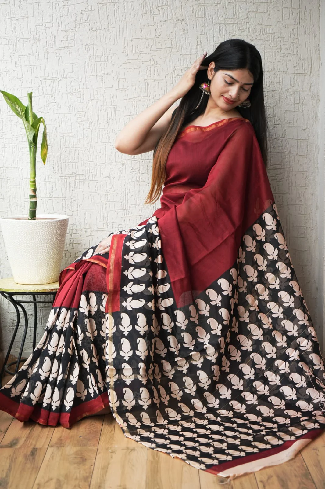 New Designer Hand Block Print Chanderi Silk Saree(BFCS78) - Image 2