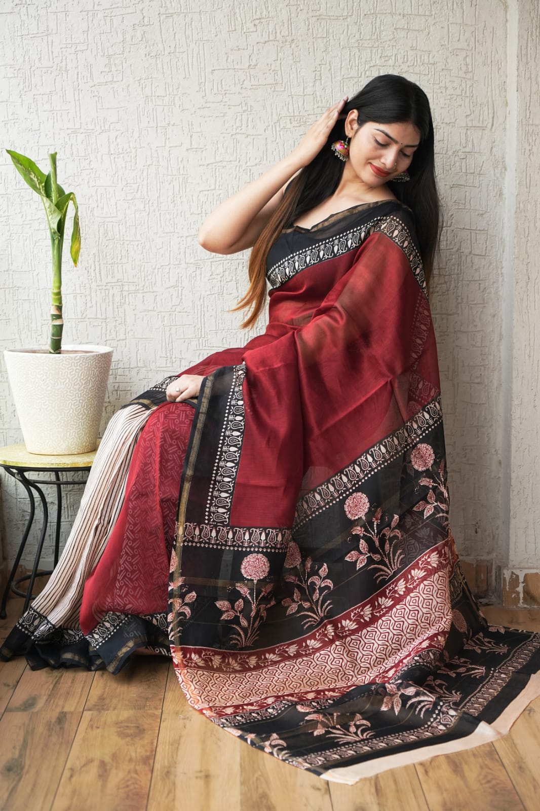 New Designer Hand Block Print Chanderi Silk Saree(BFCS79) - Image 2