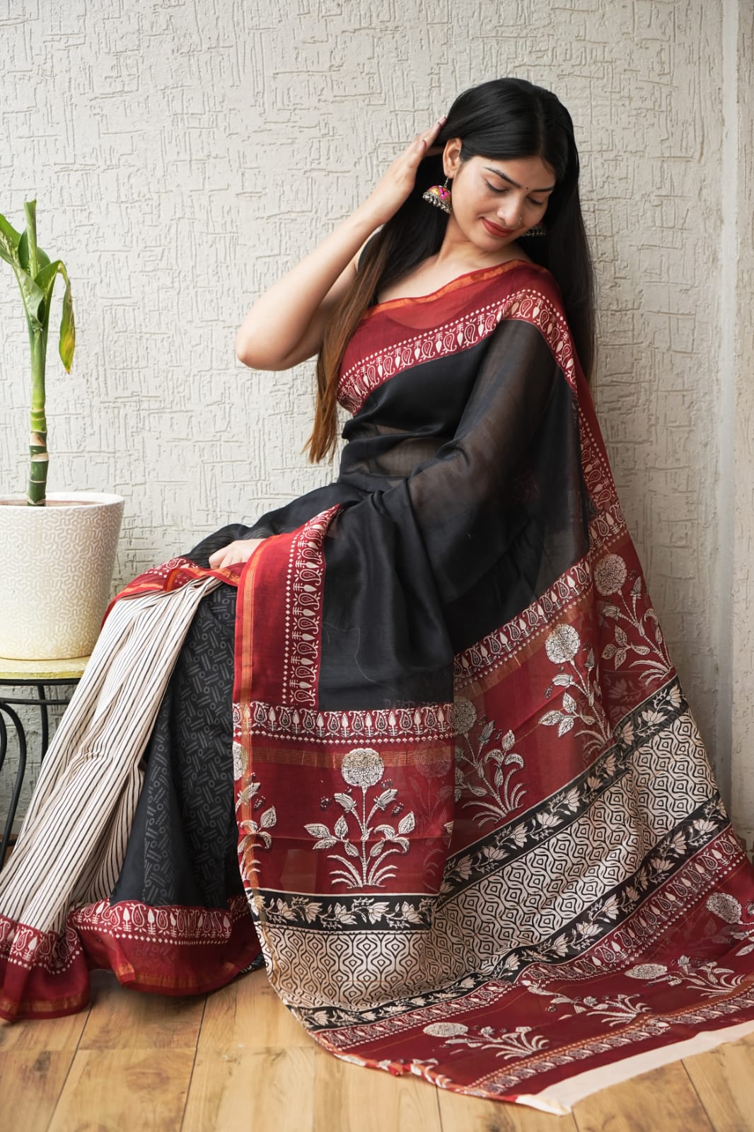 New Designer Hand Block Print Chanderi Silk Saree(BFCS80) - Image 2