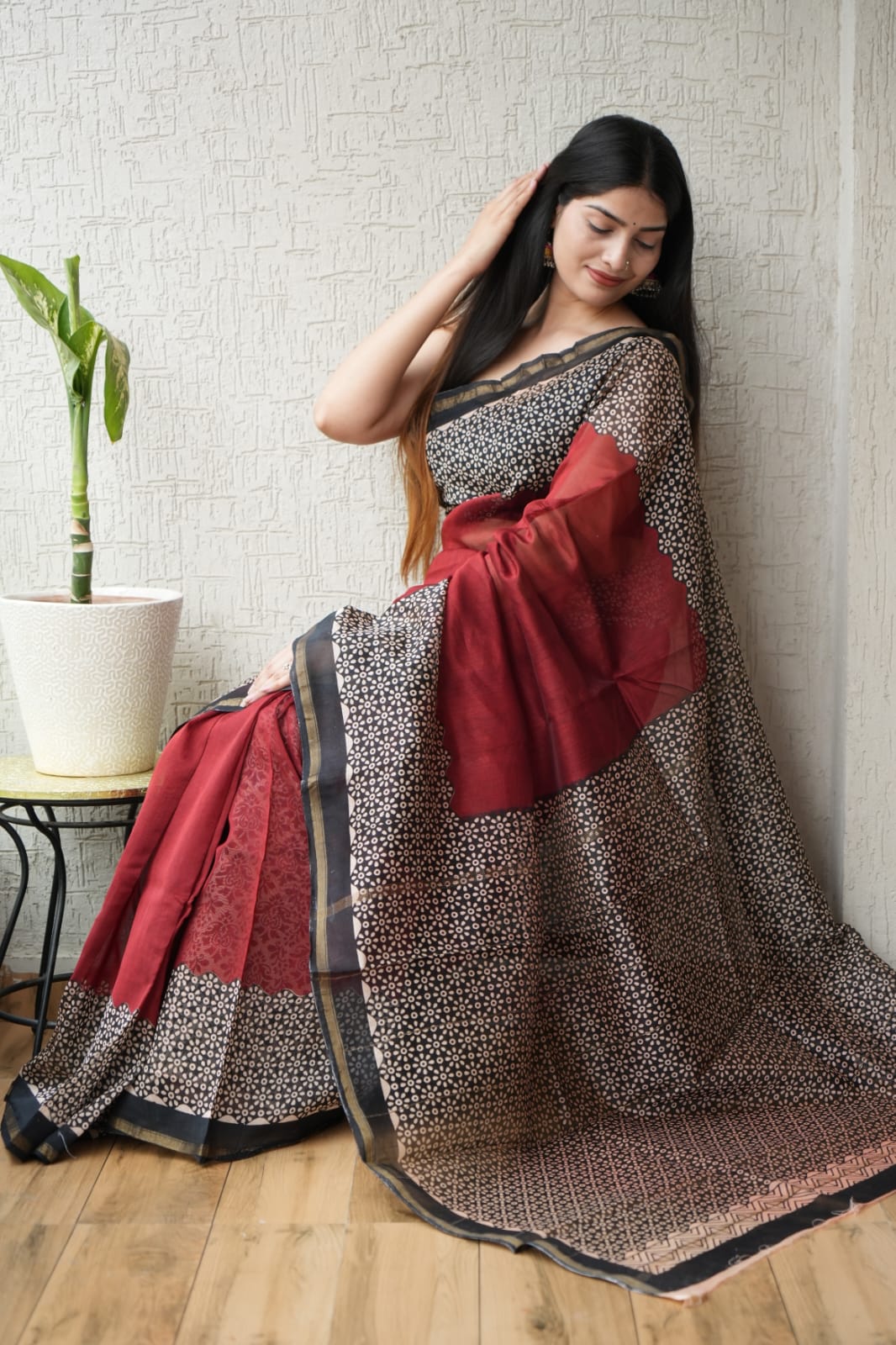 New Designer Hand Block Print Chanderi Silk Saree(BFCS82) - Image 2