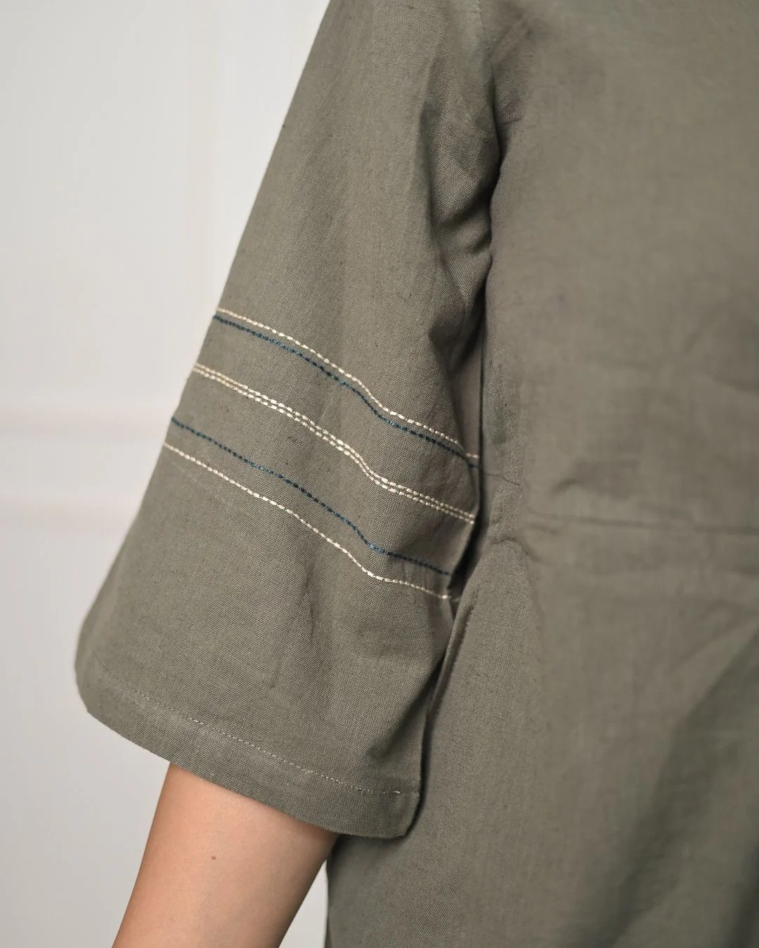 How can we not work on something that you all desperately wanted. One of the finest Cotton Slub and bold shade of Collar embroidery Co-Ord set - Image 4