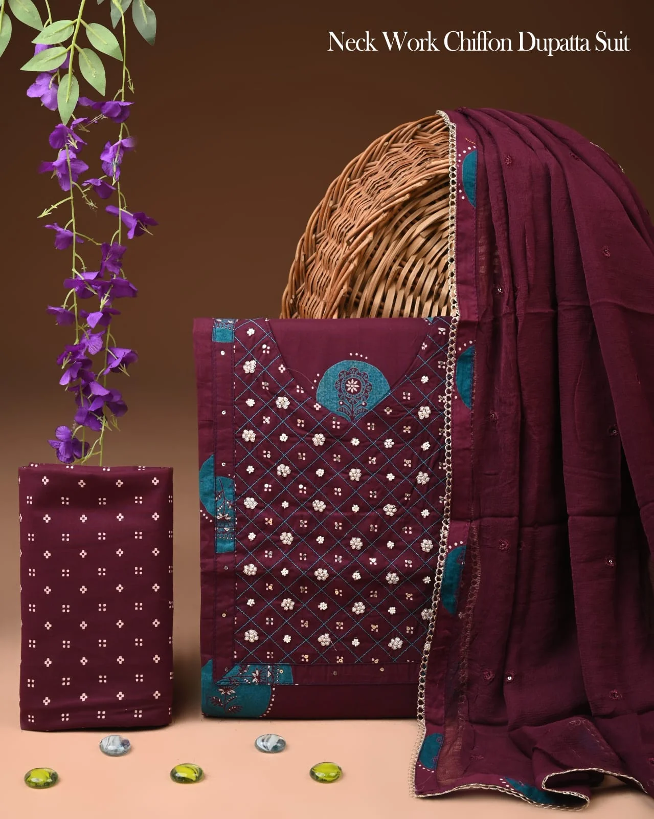 PREMIUM GOTA PATTI COTTON SUIT SET WITH CHIFFON DUPATTA