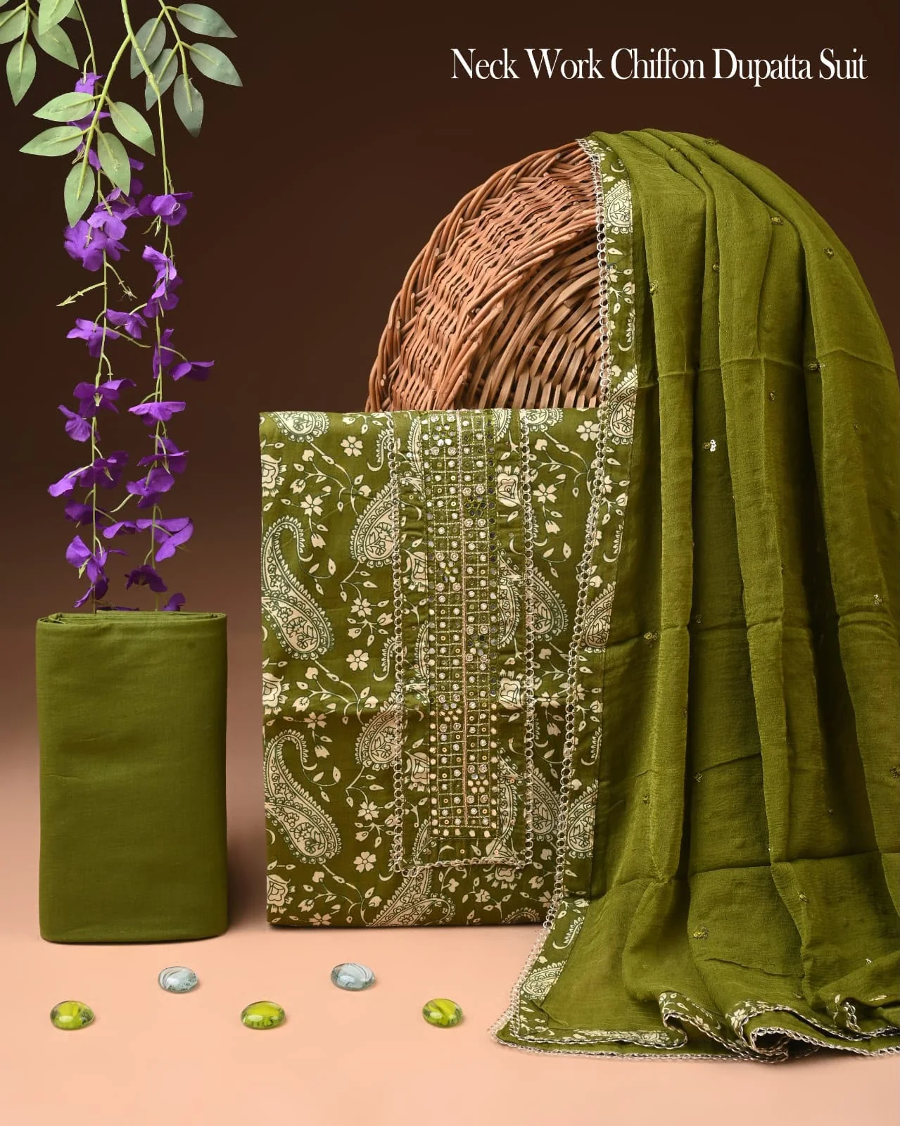 PREMIUM GOTA PATTI COTTON SUIT SET WITH CHIFFON DUPATTA