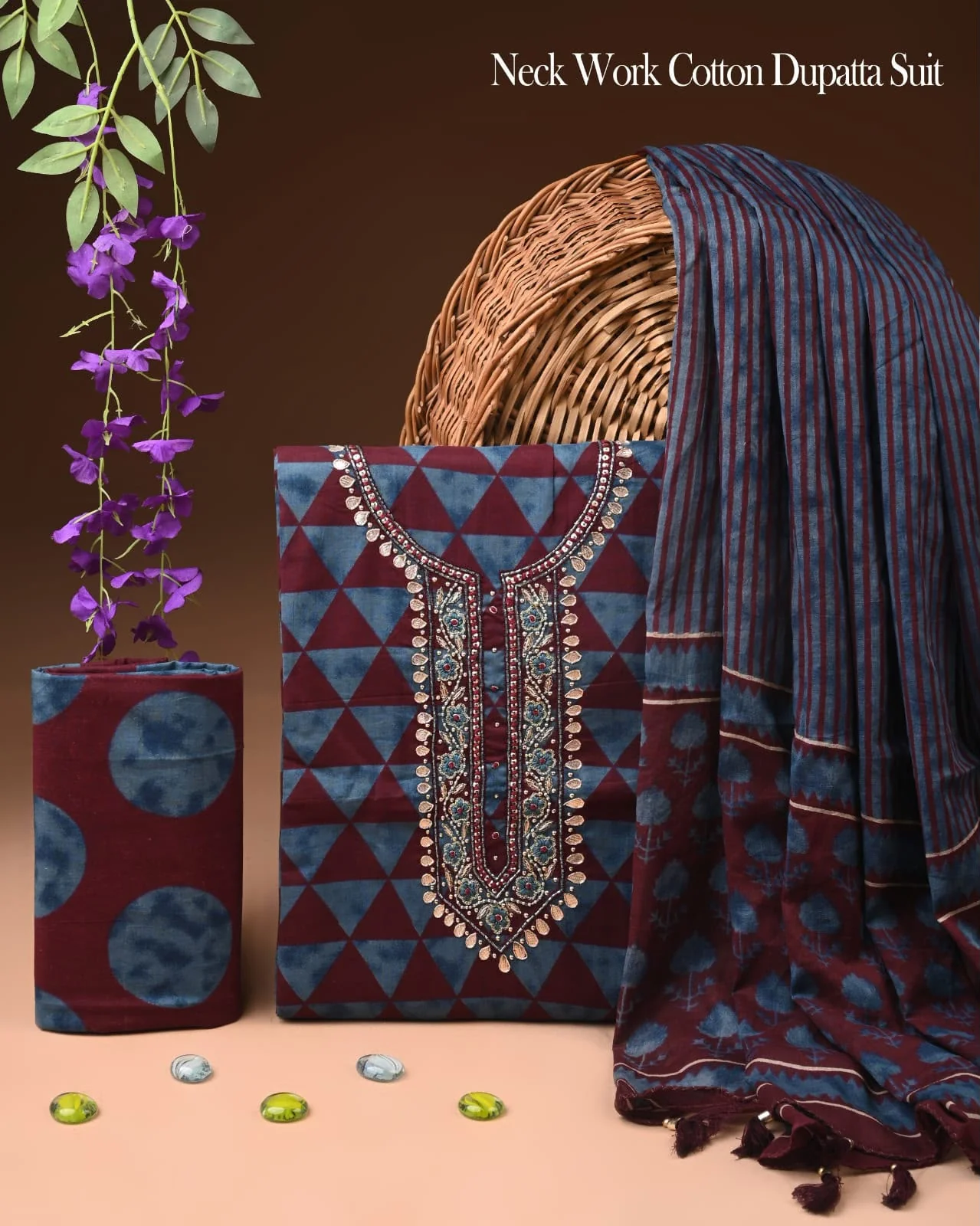 PREMIUM GOTA PATTI COTTON SUIT SET WITH CHIFFON DUPATTA