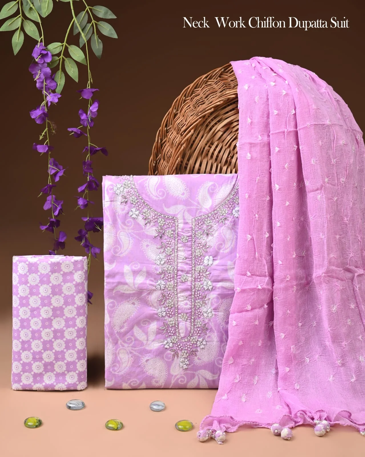 PREMIUM GOTA PATTI COTTON SUIT SET WITH CHIFFON DUPATTA