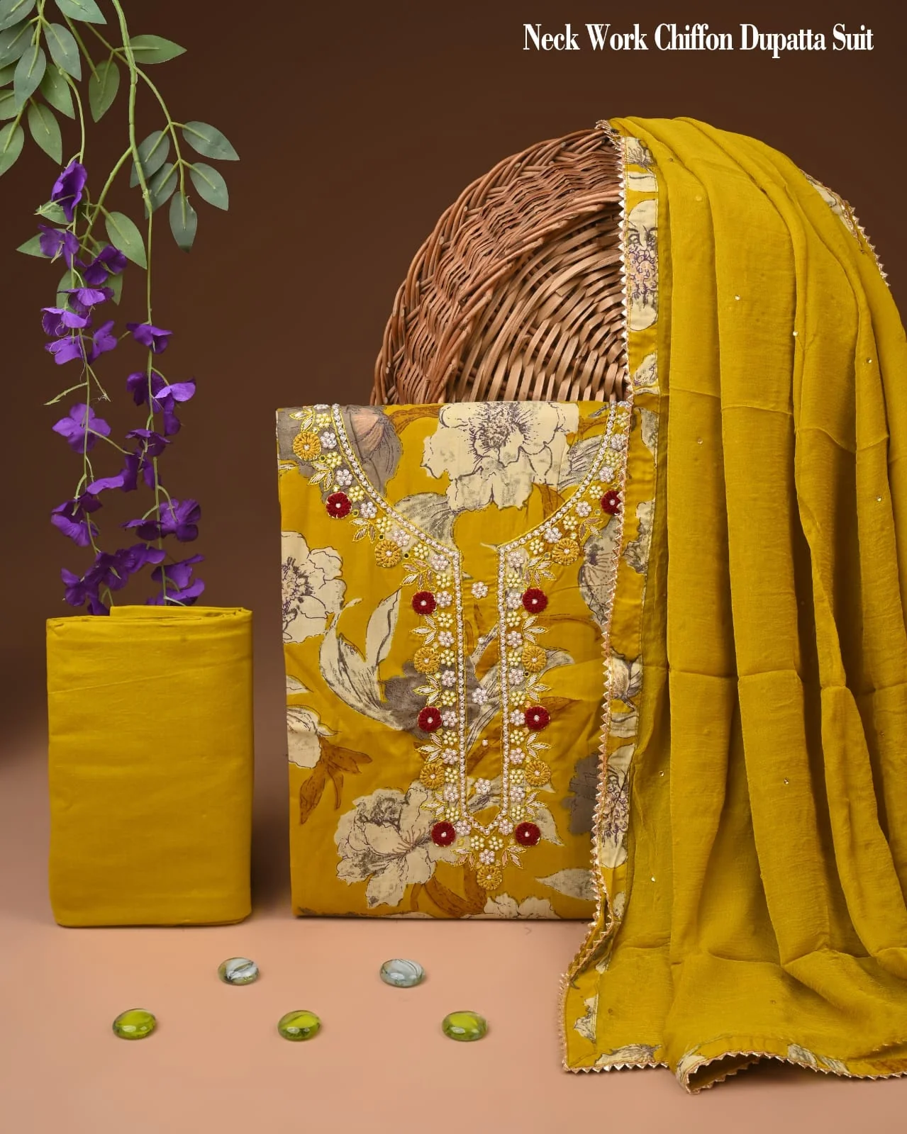PREMIUM GOTA PATTI COTTON SUIT SET WITH CHIFFON DUPATTA