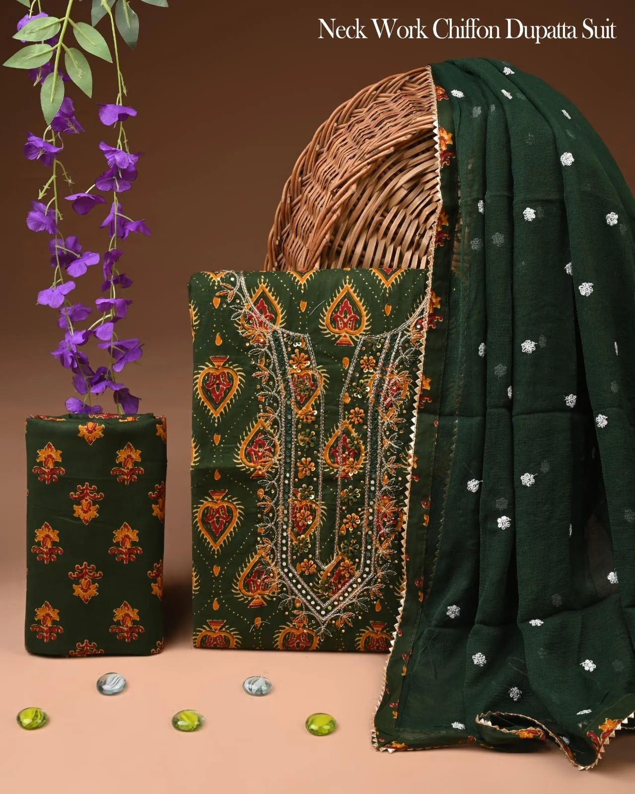 PREMIUM GOTA PATTI COTTON SUIT SET WITH CHIFFON DUPATTA