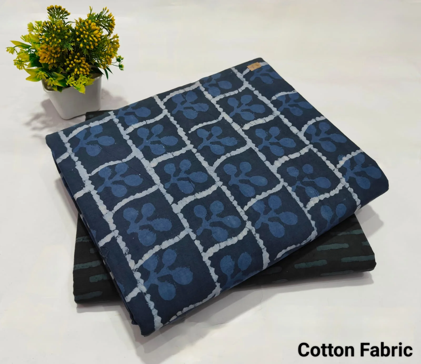 Navy Blue Handblock Floral Print Cotton Fabric – Soft & Breathable Daily Wear Material (BFTB02)