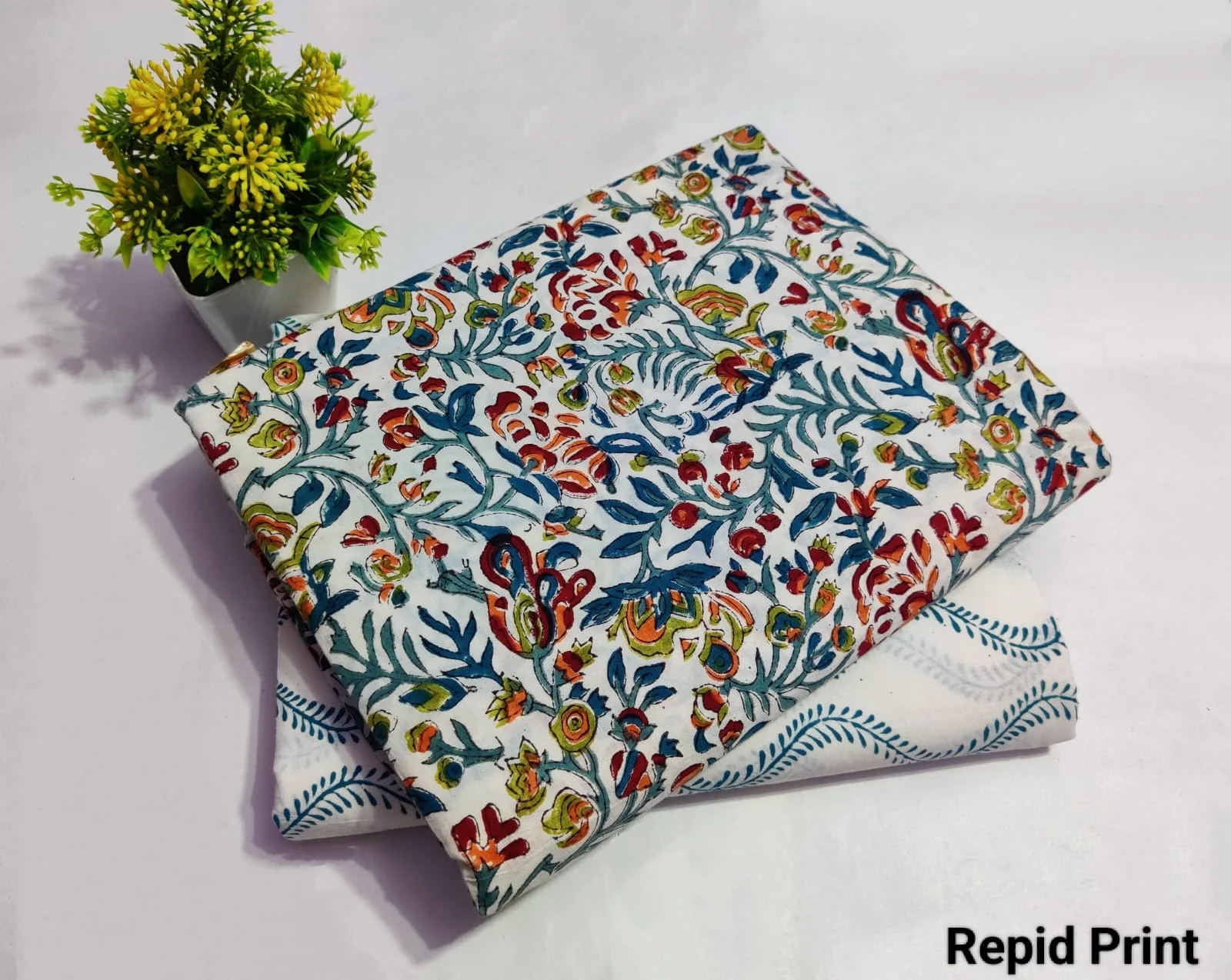 Multicolor Rapid Printed Top & Bottom Suit Set – Elegant Cotton Suit Material (BFTB33)