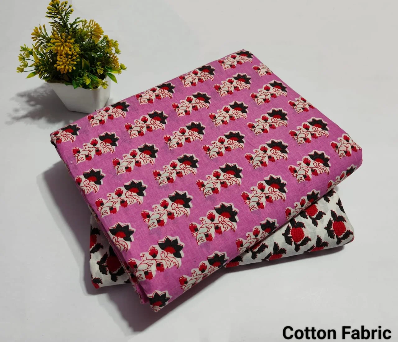 Pink Floral Printed Top & Bottom Suit Set – Elegant Cotton Suit Material (BFTB37)