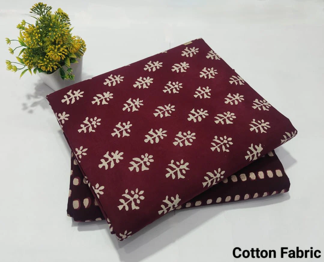 Maroon Printed Cotton Fabric for Kurti – Soft Daily Wear Dress Material (BFTB57)