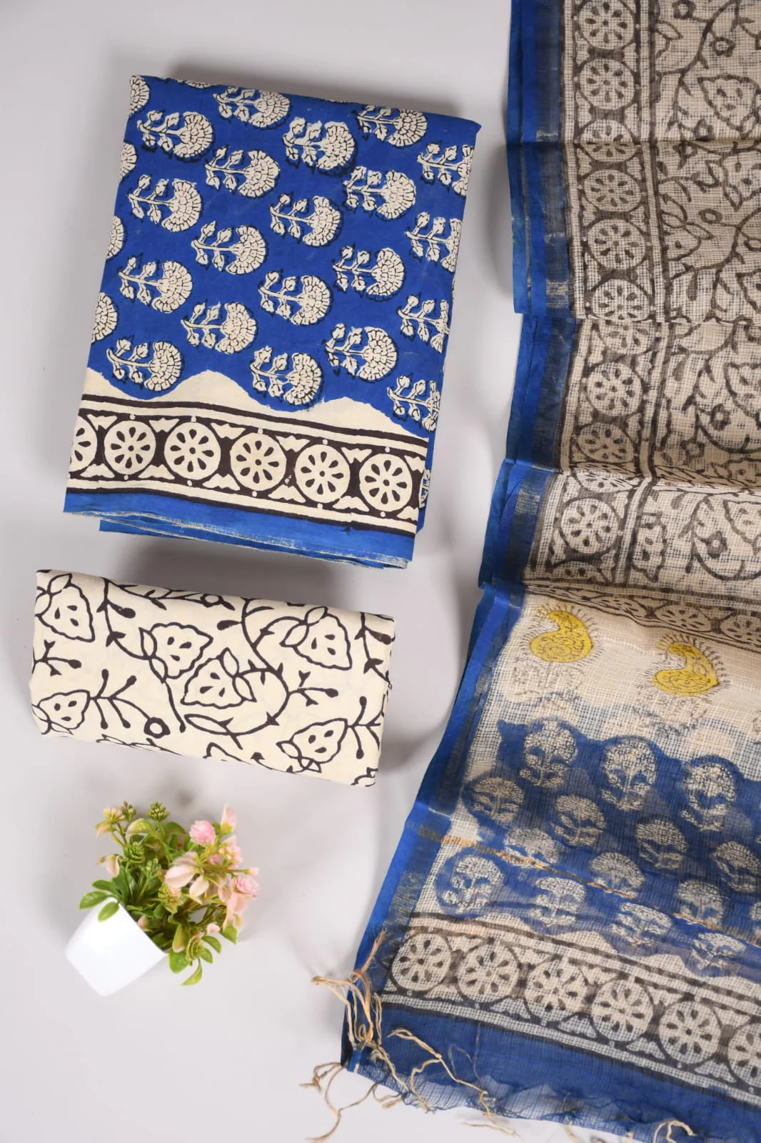 Premium Sanganeri Printed Cotton Suit With Kota Doria Dupatta(BFCOTKD61)