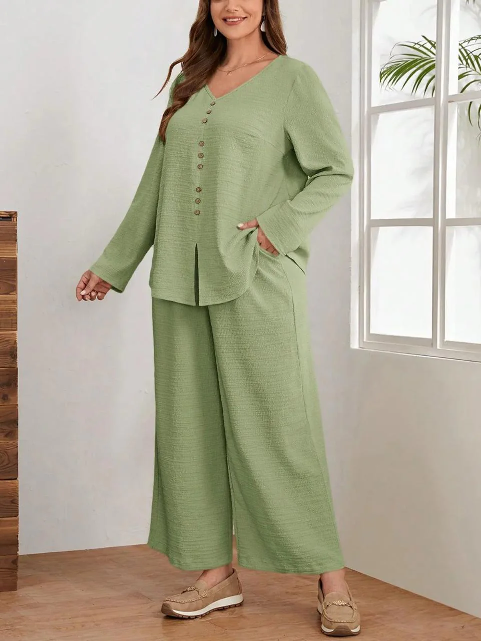 Green Cotton Flex Co-Ord Set for Women | Stylish Kurta Plazo Set - Image 2