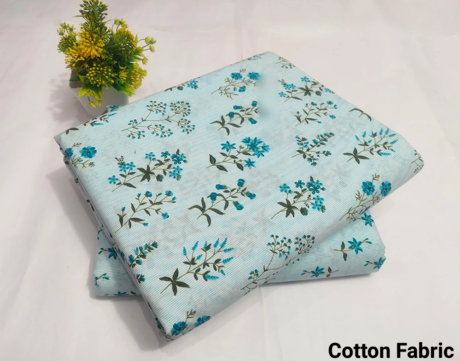 Sky Blue Floral Cotton Fabric | (BFTB116)